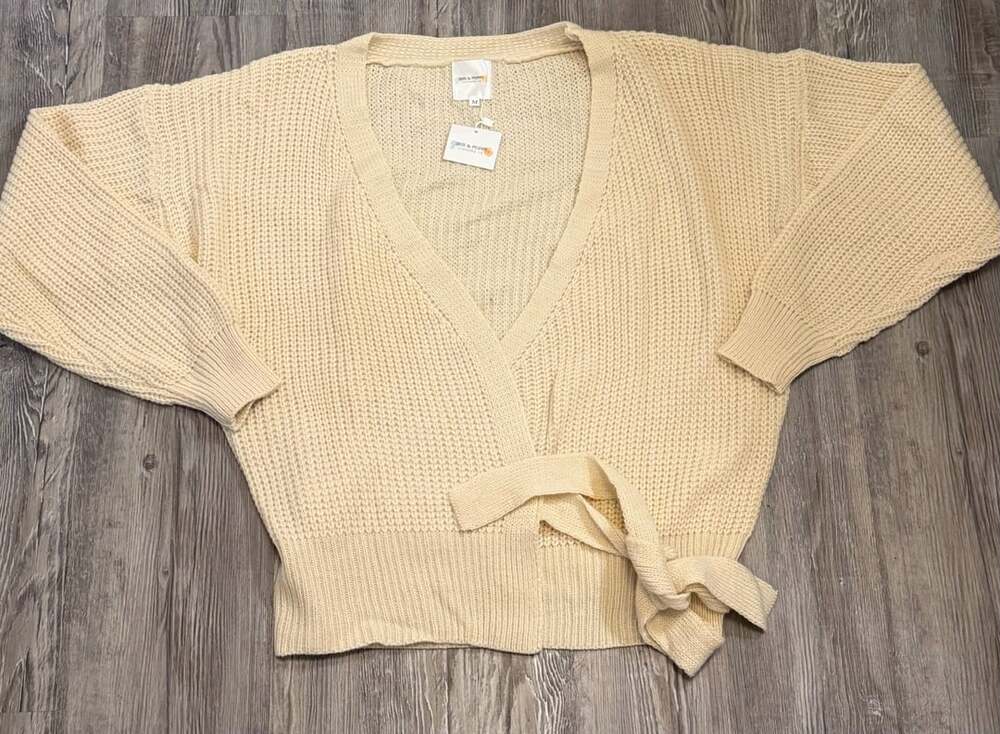 Iris & Poppy Clothing Co. Wrap Sweater Size M Beige